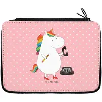 Mr. & Mrs. Panda Schüleretui Einhorn Sekretärin - Rot Pastell - Geschenk, Schlamper, Federmäppchen, Schulmäppchen, Mäppchen, Federtasche, Büro, Einhörner, Rechtsanwältin
