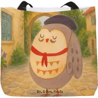 Mr. & Mrs. Panda Tote Bag Eule Frankreich Design - Weiß - Geschenk, Genießer, Strandtasche, Beutel, Das Leben Ist schön, Einkaufstasche, Stolz, La Vie Est Belle