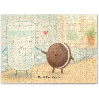 Mr. & Mrs. Panda Puzzle Milch Keks Design 192 Teile - Weiß - Geschenk, Geduldspiel, 2000, 1000, Kaffee, Cookie, Kekse, 1500, Milk, 500, Lustige Sprüche