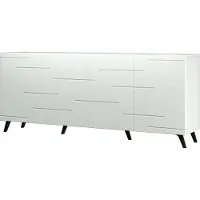 Furniture24 Kommode Diverse DV1 Sideboard 200x82x42 cm Gefräste Front 4 Türen Weiß/Weiß/Muster 4