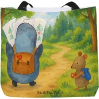 Mr. & Mrs. Panda Tote Bag Pinguin & Maus Wanderer Design - Weiß - Geschenk, Strandtasche, Ausflug, Schultasche, Reisetasche, Wandern, Wanderlust, Tasche, Laptoptasche