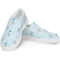 Mr. & Mrs. Panda Slipper Für Damen Pinguin Duschen Größe 36 1/2 - Blau - Geschenk, Loafer, Duschkonzert, Baden, Damenschuhe, Espadrilles, Singen, Dusche, Freizeitschuhe