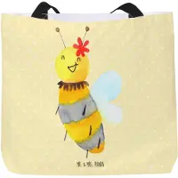 Mr. & Mrs. Panda Einkaufstasche Biene Blume - Gelb Pastell - Geschenk, Strandtasche, Reisetasche, Laptoptasche, Tote Bag, Tasche