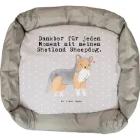 Mr. & Mrs. Panda Liegeplatz Shetland Sheepdog Moment - Grau Pastell - Geschenk, Weihnachten, Valentinstag, Vatertag, Nikolaus, Flauschig, Sheltie, Hund