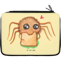 Mr. & Mrs. Panda Schlampermäppchen Spinne Agathe Sandwich - Gelb Pastell - Geschenk, Mut, Federmäppchen, Verfressen, Federmappe Set, Glück, Mäppchen, Etui, Hunger