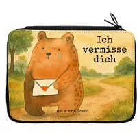 Mr. & Mrs. Panda Etui Bär Vermissen Design - Weiß - Geschenk, Liebeskummer, Verreist, Mäppchen, Unglücklich Verliebt, Reise, Schulmäppchen, für Stifte, Federmäppchen