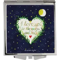 Mr. & Mrs. Panda Mini Spiegel Love u to the moon & back - Geschenk, Dekoration, Partner, And, Mond, Reise, Romantisch, Spruch Hochzeitstag, Kleiner, Englisch, Klappbarer