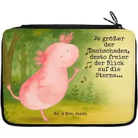 Mr. & Mrs. Panda Federtasche Axolotl Tanzen Design - Weiß - Geschenk, Schwanzlurch, Federmappe, Schlampermäppchen, Lurch, Schreibmappe, gut Gelaunt, Beste Freundin