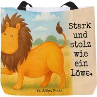Mr. & Mrs. Panda Schultasche Sternzeichen Löwe Design - Weiß - Geschenk, Stoffbeutel, Reisetasche, Tasche, Strandtasche, Geburtstag August, König Der Tiere, Juli