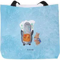 Mr. & Mrs. Panda Tote Bag Pinguin & Maus Wanderer - Eisblau - Geschenk, Tasche, Wandern, Wanderlust, Pandatasche, Ausflug, Tragetasche, Abenteuer, Laptoptasche