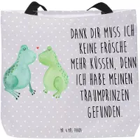 Mr. & Mrs. Panda Reisetasche Frosch Liebe - Grau Pastell - Geschenk, Frösche, Liebesgeschenk, Freund, Freundin, Strandtasche, Schultasche, Laptoptasche, Beutel, Tote Bag