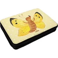 Mr. & Mrs. Panda Stiftemappe Schmetterling Zitronenfalter - Gelb Pastell - Geschenk, Lustige Sprüche, Schmetterlinge, Schüleretui, Selbstliebe, Federmappe, Bleistiftetui