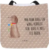 Mr. & Mrs. Panda Strandtasche Hund Blume - Hundeglück - Geschenk, Reisetasche, Tote Bag, Hunderasse, Tragetasche, Tasche, Hunde, Verrückt, Süß, Haha, Beutel