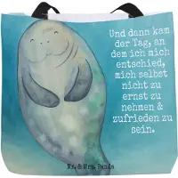 Mr. & Mrs. Panda Tote Bag Seekuh Happy Design - Weiß - Geschenk, Laptoptasche, Achtsamkeit, Respekt, Freundin, Reisetasche, Tasche, Meer, Strandtasche, Stoffbeutel