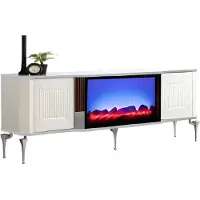 AEA Stylischer TV-Lowboard mit Elektrokamin, Bluetooth-Sound und Fernbedienung