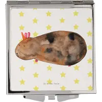 Mr. & Mrs. Panda Kosmetikspiegel Einhorn Meerschweinchen - Weiß - Geschenk, Quadratischer Spiegel, Meerschwein, Klappbarer, Handspiegel, Schminkspiegel, Unicorn, Kleiner
