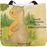 Mr. & Mrs. Panda Beutel Otter Bauch Design - Weiß - Geschenk, Seeotter See, Tote Bag, Strandtasche, Winterspeck, dick, Sportmuffel, Alltagstasche, Tasche, Laptoptasche