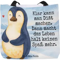 Mr. & Mrs. Panda Tote Bag Pinguin Diät Design - Weiß - Geschenk, Büchertasche, Gewicht, Tasche, Abnehmen, Schultasche, Strandtasche, Reisetasche