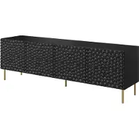 Furniture24 Fernsehschrank Hole Unterschrank 4 Türiger Tv Schrank Lowboard Schwarz