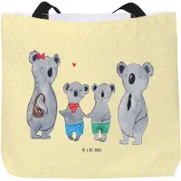 Mr. & Mrs. Panda Tote Bag Koala Familie zwei - Gelb Pastell - Geschenk, Tasche, Muttertag, Schultasche, Koalabär, Reisetasche, Zusammen, Beutel, Laptoptasche