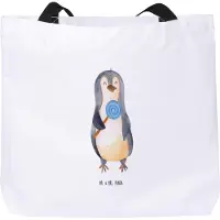 Mr. & Mrs. Panda Strandtasche Pinguin Lolli - Weiß - Geschenk, Reisetasche, Tragetasche, Naschen, Süßigkeiten, Tasche, Heißhunger, Beutel, Laptoptasche, Süß, Spruch