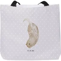 Mr. & Mrs. Panda Stoffbeutel Otter Kopfüber - Grau Pastell - Geschenk, Tote Bag, Reisetasche, Büchertasche, Tasche, Niedlich, Laptoptasche, Süß, Seeotter See
