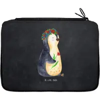 Mr. & Mrs. Panda Federmäppchen Pinguin Blumen - Kreidetafel - Geschenk, Etui, Bleistiftetui, Leben, Geschenkidee, Federmappe, Blumenkranz, Wunderschön, Federtasche