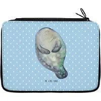 Mr. & Mrs. Panda Federtasche Seekuh Happy - Blau Pastell - Geschenk, Respekt, Etui, Schüleretui, Federmäppchen, Freundin, Mäppchen, Neustart, Meer, Zufrieden, Achtsamkeit