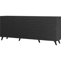 Furniture24 Kommode Diverse DV1 Sideboard 200x82x42 cm Gefräste Front 4 Türen Schwarz/Schwar/Muster 2