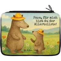 Mr. & Mrs. Panda Federtasche Bären mit Hut Design - Weiß - Geschenk, Muttertag, Etui, Vatertag, Vater, Familie, Schlampermäppchen, Stifteetui, Schulmäppchen, Bär