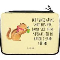 Mr. & Mrs. Panda Schlamper Eichhörnchen Smoothie - Gelb Pastell - Geschenk, Lustige Sprüche, Mäppchen, Green Smoothies, Federtasche, Federmäppchen, Stifteetui, Diät