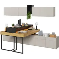 Furniture24 Wohnwand TEEN FLEX SET-04A für Jugendzimmer Kommoden 2 Schreibtische Hängeschrank Led Licht
