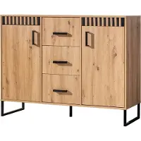 Furniture24 Kommode Lamelix 05 Sideboard 135x102x40 cm 2 Türen 3 Schubladen Artisan Ecihe Lammelen