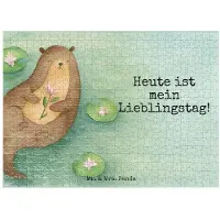 Mr. & Mrs. Panda Puzzle Otter Seerose Design 551 Teile - Weiß - Geschenk, Puzzlespiel, Seeotter, 500, Lieblingstag, Fluss, 1000, 1500, Wasser, 2000