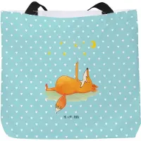 Mr. & Mrs. Panda Tote Bag Fuchs Sterne - Türkis Pastell - Geschenk, Mond, Einkaufstasche, Laptoptasche, Strandtasche, Romantik, Tasche, Schultasche, Sternengucker