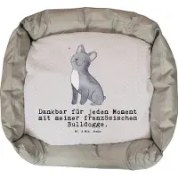 Mr. & Mrs. Panda Hundekorb Französische Bulldogge Moment - Grau Pastell - Geschenk, Geburtstag, Vatertag, Hund, Muttertag, Erstausstattung, Valentinstag