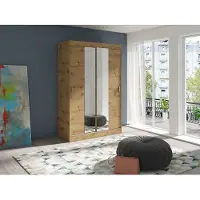 FURMEB Patryk Hojka FurMeb24 Schiebetrenschrank MULTI 2 -80x200cm Kleiderschrank mit Spiegel, 2-trig Schiebeschrank - (EICHE ARTISAN)