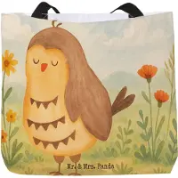 Mr. & Mrs. Panda Tote Bag Eule Zufrieden Design - Weiß - Geschenk, Owl, Tasche, Hochzeitstag, Reisetasche, Müde, Strandtasche, Laptoptasche, Tragetasche, glücklich