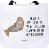 Mr. & Mrs. Panda Tote Bag Robbe Lachen - Weiß - Geschenk, Reisetasche, Strand, Strandtasche, Nordsee, Robben, Tasche, Seehund, Ostsee, Laptoptasche, Schultasche