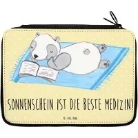Mr. & Mrs. Panda Federtasche Sommer Sonnenschein Motiv - Gelb Pastell - Geschenk, Farben, Wetter während des Jahres, Mäppchen, Bleistiftetui, Sommergefühle, Malmappe