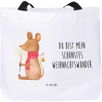 Mr. & Mrs. Panda Reisetasche Maus Weihnachten - Weiß - Geschenk, Weihnachtsmotiv, Beutel, Schultasche, Tote Bag, Mäuschen, Frohe, Tasche, Strandtasche, Weihnachtsgruß