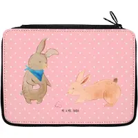 Mr. & Mrs. Panda Stiftetasche Hasen Muschel - Rot Pastell - Geschenk, Muttertag, Muscheln, Ferien, Schlampermäppchen, Strand, Federmappe, Federmäppchen, Mäppchen, Etui