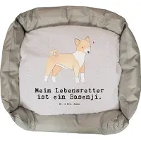 Mr. & Mrs. Panda Hundekörbchen Basenji Lebensretter - Grau Pastell - Geschenk, Nikolaus, Kongo-Terrier, Weihnachten, Vatertag, Valentinstag, Ostern, Muttertag