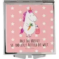Mr. & Mrs. Panda Klappbarer Spiegel Einhorn Gemüse - Rot Pastell - Geschenk, Klappspiegel, Kleiner, Unicorn, Taschenspiegel, Einhörner, Wochenmarkt, Frauen, Biomarkt