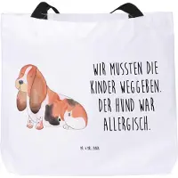Mr. & Mrs. Panda Schultasche Hund Basset Hound - Weiß - Geschenk, Laptoptasche, Lustig, Süß, Strandtasche, Stoffbeutel, Tote Bag, Hundemotiv, Reisetasche, Tasche