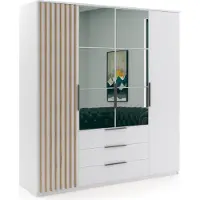 FURMEB Patryk Hojka FurMeb24 Schrank SORENTO 200X215 cm Kleiderschrank mit Spiegel - Wei