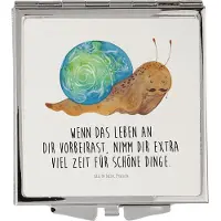 Mr. & Mrs. Panda Kosmetikspiegel Schnecke Sir - Weiß - Geschenk, Zeit nehmen, Motivation, Schminkspiegel, Frauen Spiegel, Lebenszeit, Handspiegel, Lustige Sprüche