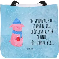 Mr. & Mrs. Panda Tote Bag Schweinchen Glühwein - Eisblau - Geschenk, Wintermotiv, Tasche, Spruch, Betrunken, Reisetasche, Strandtasche, Schultasche, Tragetasche