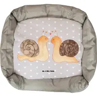 Mr. & Mrs. Panda Tierkissen Schnecken Liebe - Grau Pastell - Geschenk, Vatertag, Hund, Freundin, Geburtstag, Muttertag, Zufrieden, Pärchen, Welpen, Ostern, Paar, Große
