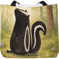 Mr. & Mrs. Panda Schultasche Stinktier Sitzen Design - Weiß - Geschenk, Reisetasche, Skunk, Tote Bag, Raubtier, Spruch, Wildtier, Büro, Einkaufstasche, Strandtasche